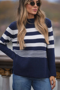 Maglia a righe in lana e cashmere