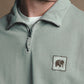Maglione uomo con zip a un quarto tinto a pigmento verde salvia