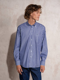 Camicia uomo a righe in cotone con colletto button-down