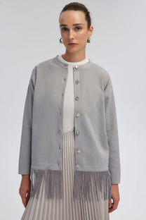 Cardigan in maglia con frange argento
