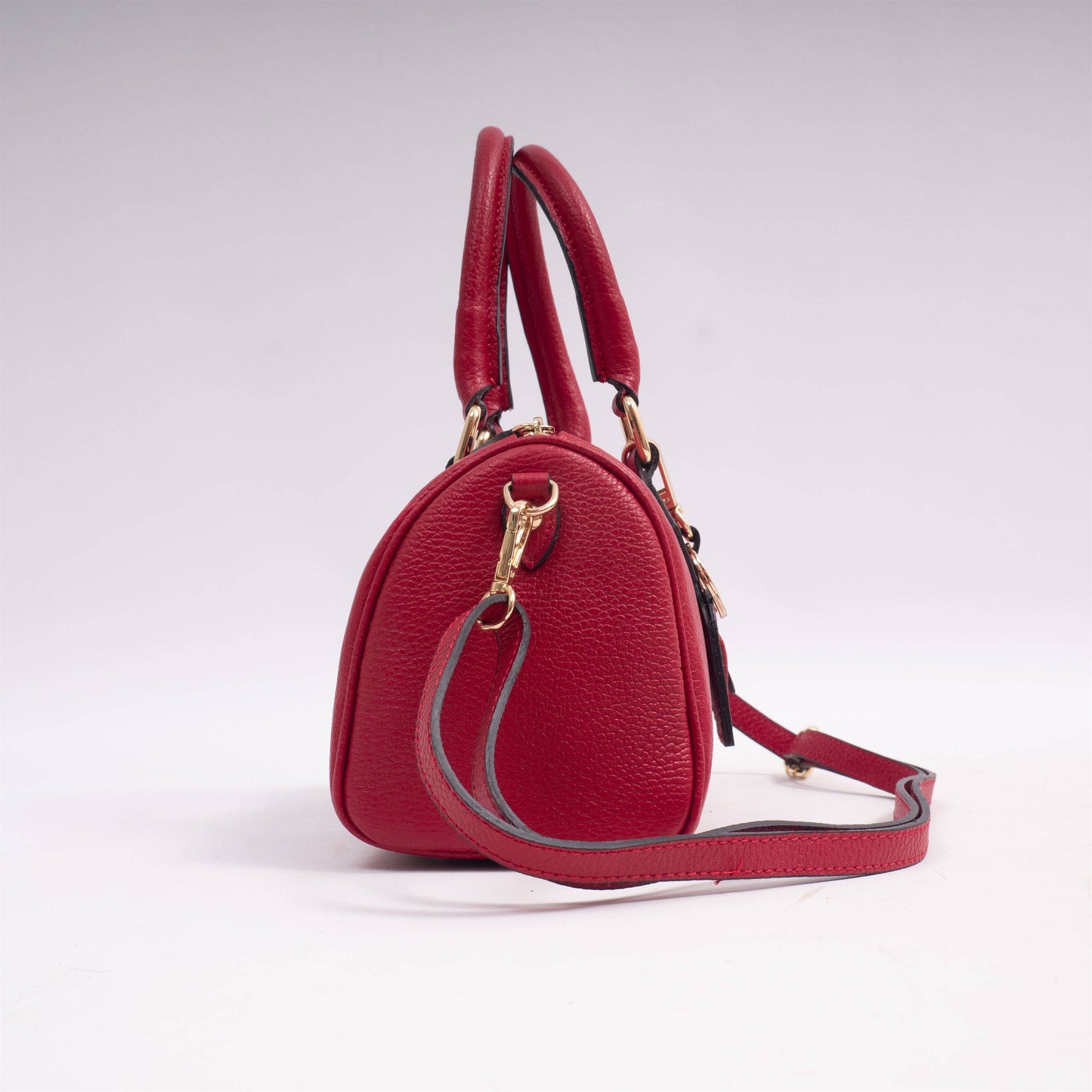 Borsa bauletto in pelle martellata con tracolla