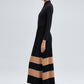 Gonna midi in maglia a righe con vita elasticizzata