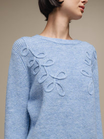 Maglione in maglia con applicazioni a foglia