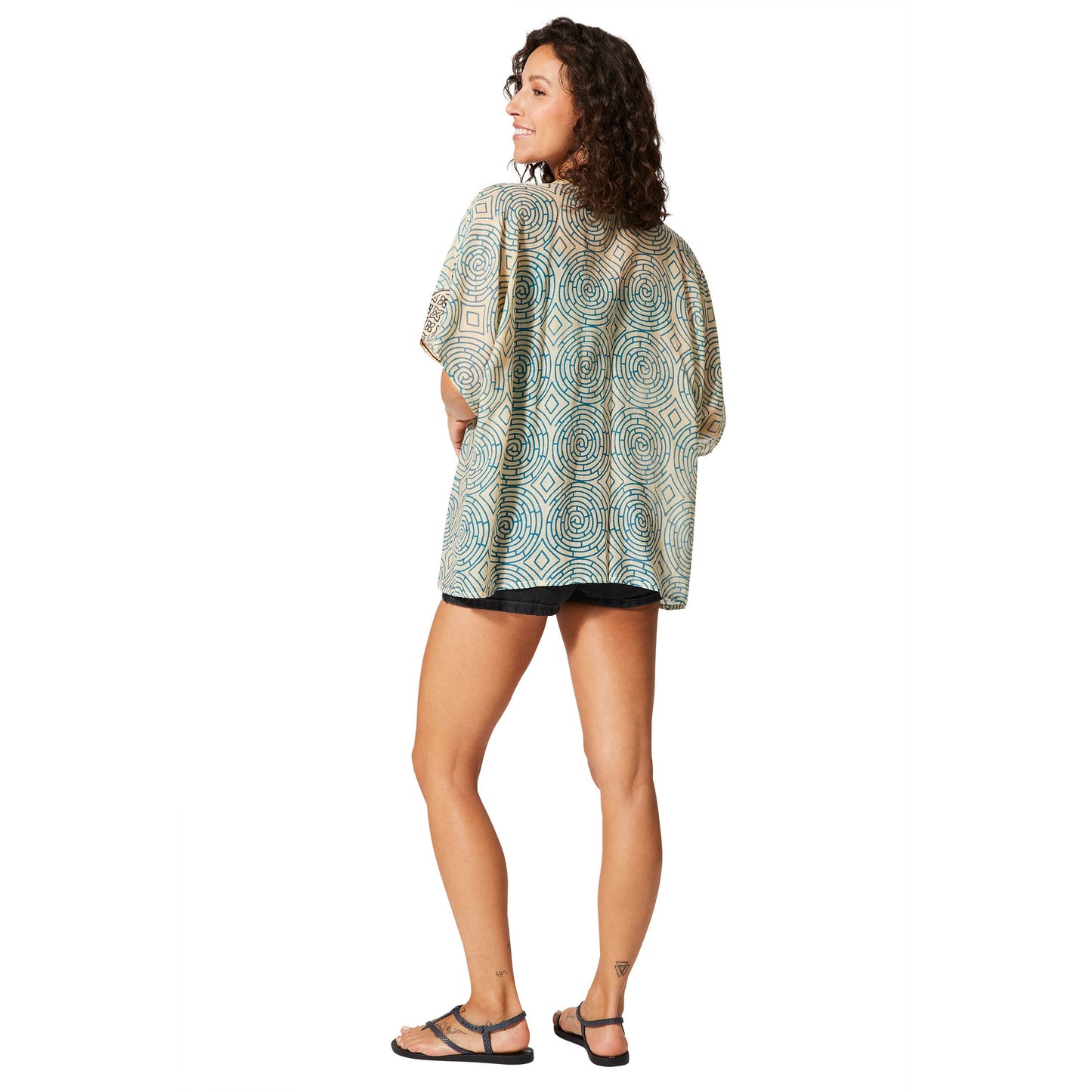Kimono estivo boho in cotone a maniche corte