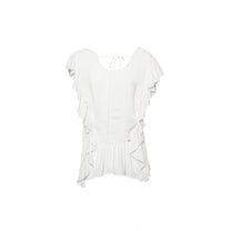 Blusa fluida con volant e schiena a V