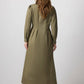 Abito camicia maxi in cotone con cuciture a contrasto e tasche