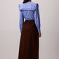 Camicia blu con colletto alla marinara arricciato