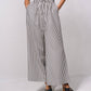 Pantaloni palazzo a righe con vita elasticizzata e laccio