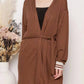 Cardigan lungo a coste con cintura