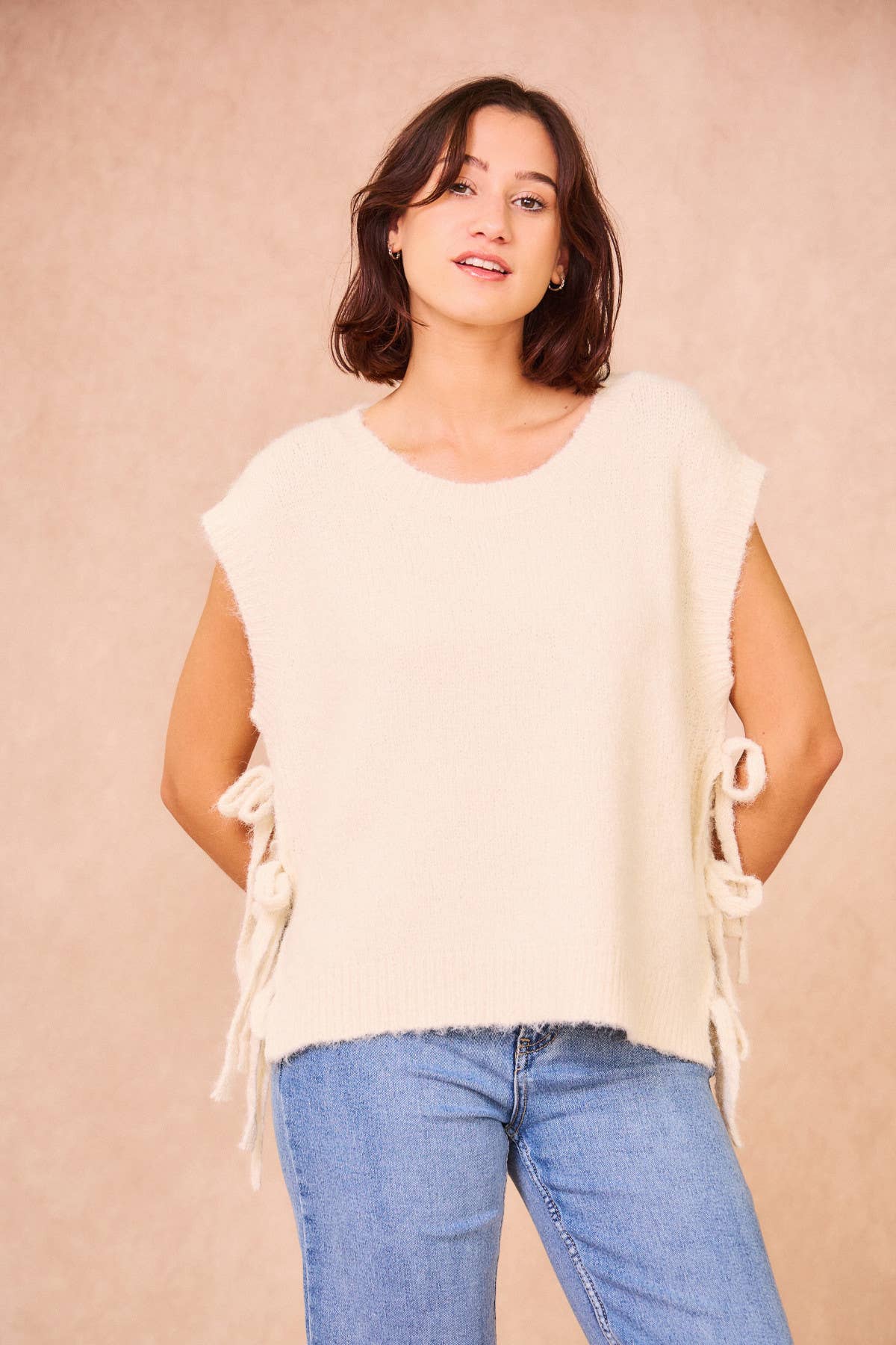 Gilet in maglia Majorelle oversize con lacci laterali