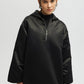 Felpa in raso oversize con zip e cappuccio