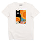 T-shirt unisex in cotone biologico con stampa gatto e girasole