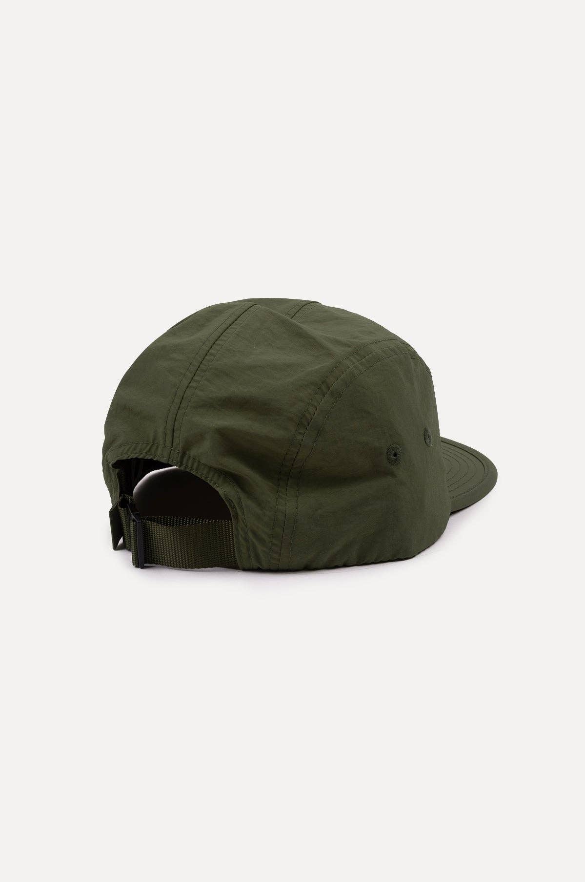 Cappellino cinque pannelli in nylon idrorepellente verde oliva scuro