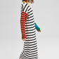 Abito maglione midi a righe color block