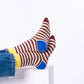 Calzini a righe in cotone pettinato beige e bordeaux