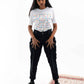 T-shirt unisex bianca con stampa a pois multicolore
