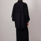 Camicia in popeline nera con mantella in chiffon