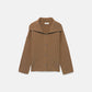 Cardigan a coste con collo ampio