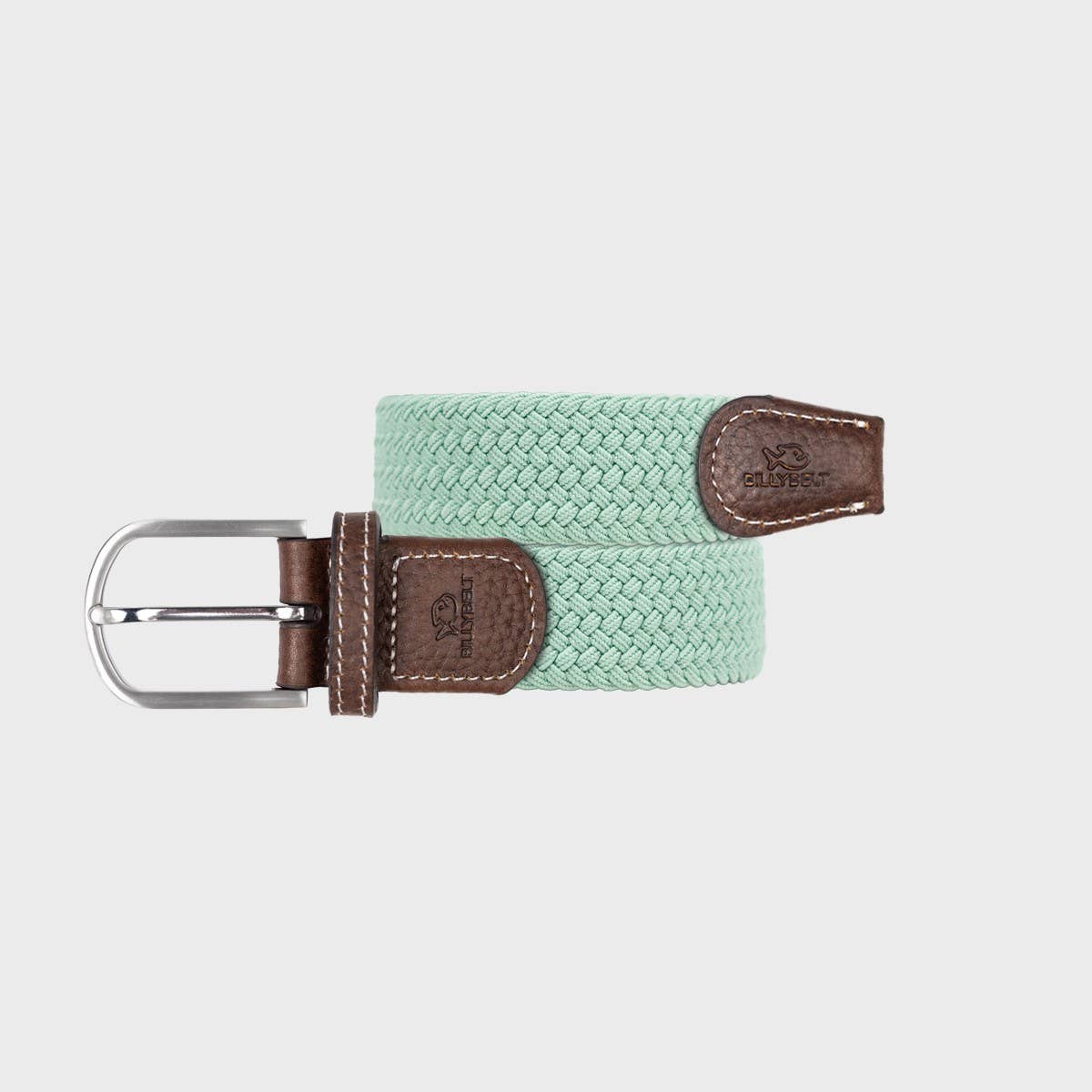 Cintura elastica intrecciata verde acqua con dettagli in pelle