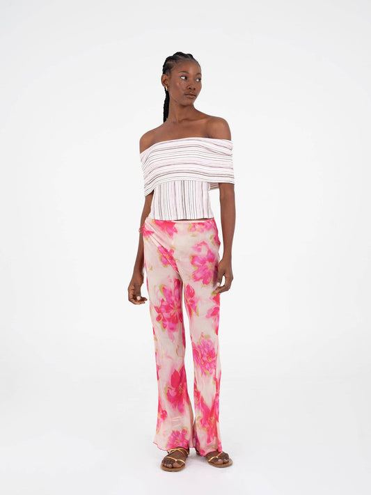 Top bustier off-shoulder a righe