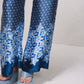 Pantaloni ampi in raso stampato blu