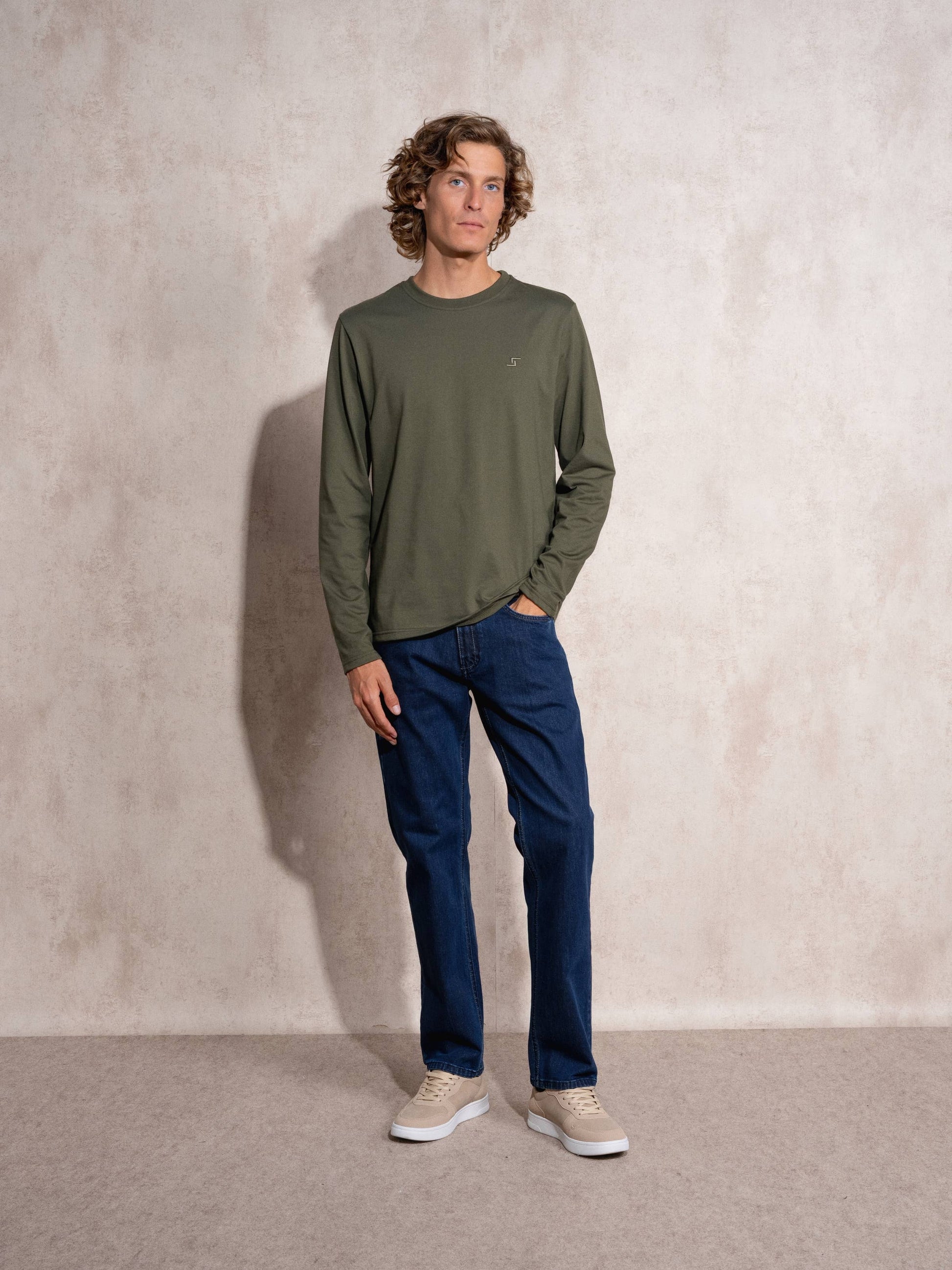 Maglia uomo a manica lunga in cotone e poliestere