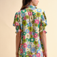 Blusa in viscosa a fiori con maniche a volant