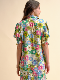 Blusa in viscosa a fiori con maniche a volant