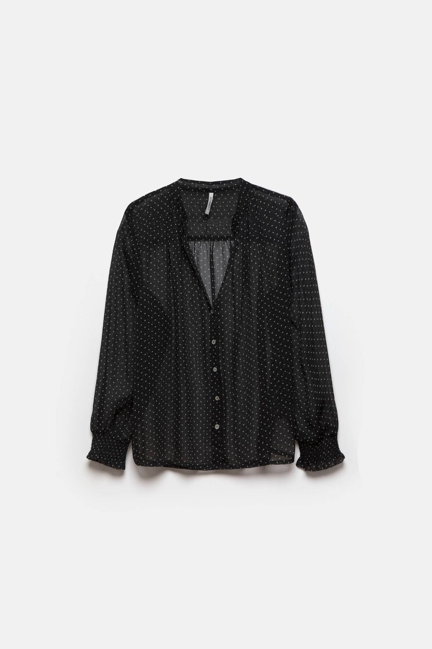 Blusa a pois semitrasparente con scollo a V