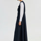 Gilet lungo in popeline arricciato blu navy