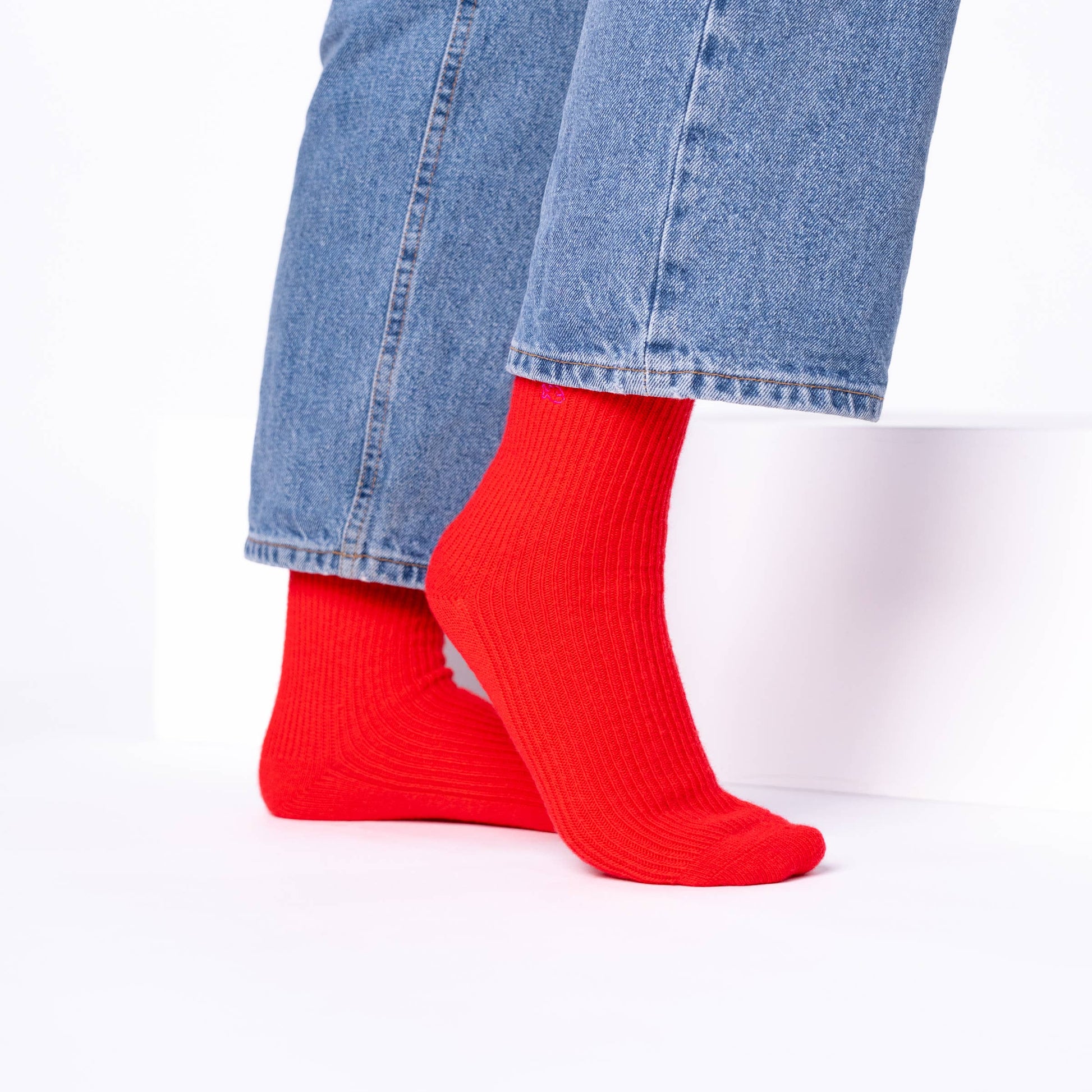Calzini in lana e angora rossi
