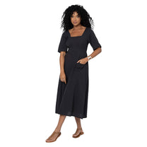 Vestito lungo estivo nero in cotone e lino