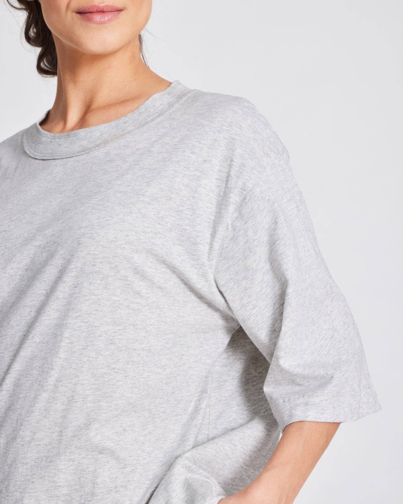Maglia oversize Maya in cotone biologico GOTS grigio chiaro mélange