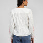Camicia romantica in voile di cotone ricamato ecrù