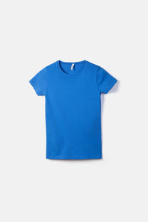 T-shirt basic in cotone elasticizzato blu