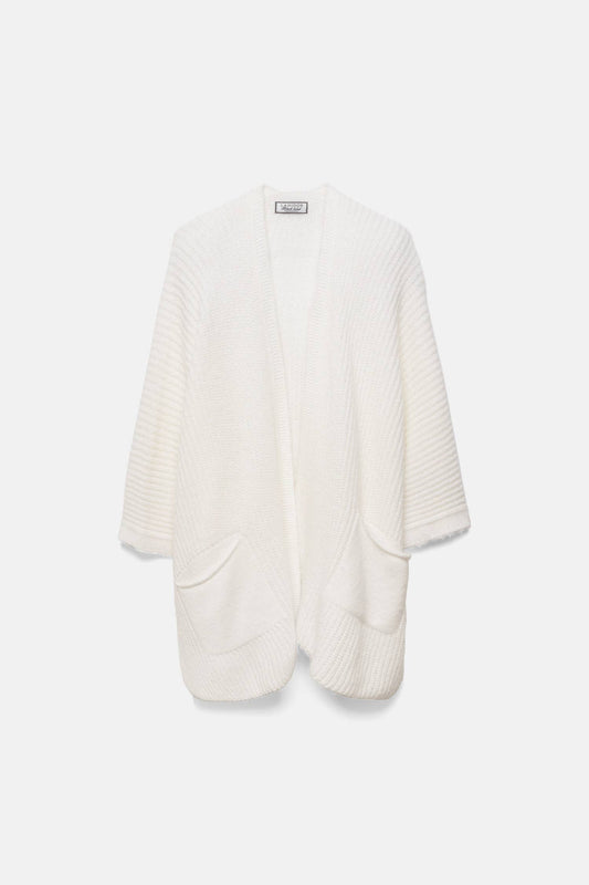 Cardigan mantella in maglia con tasche