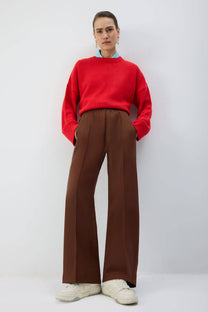 Pantaloni palazzo a pieghe con vita elasticizzata