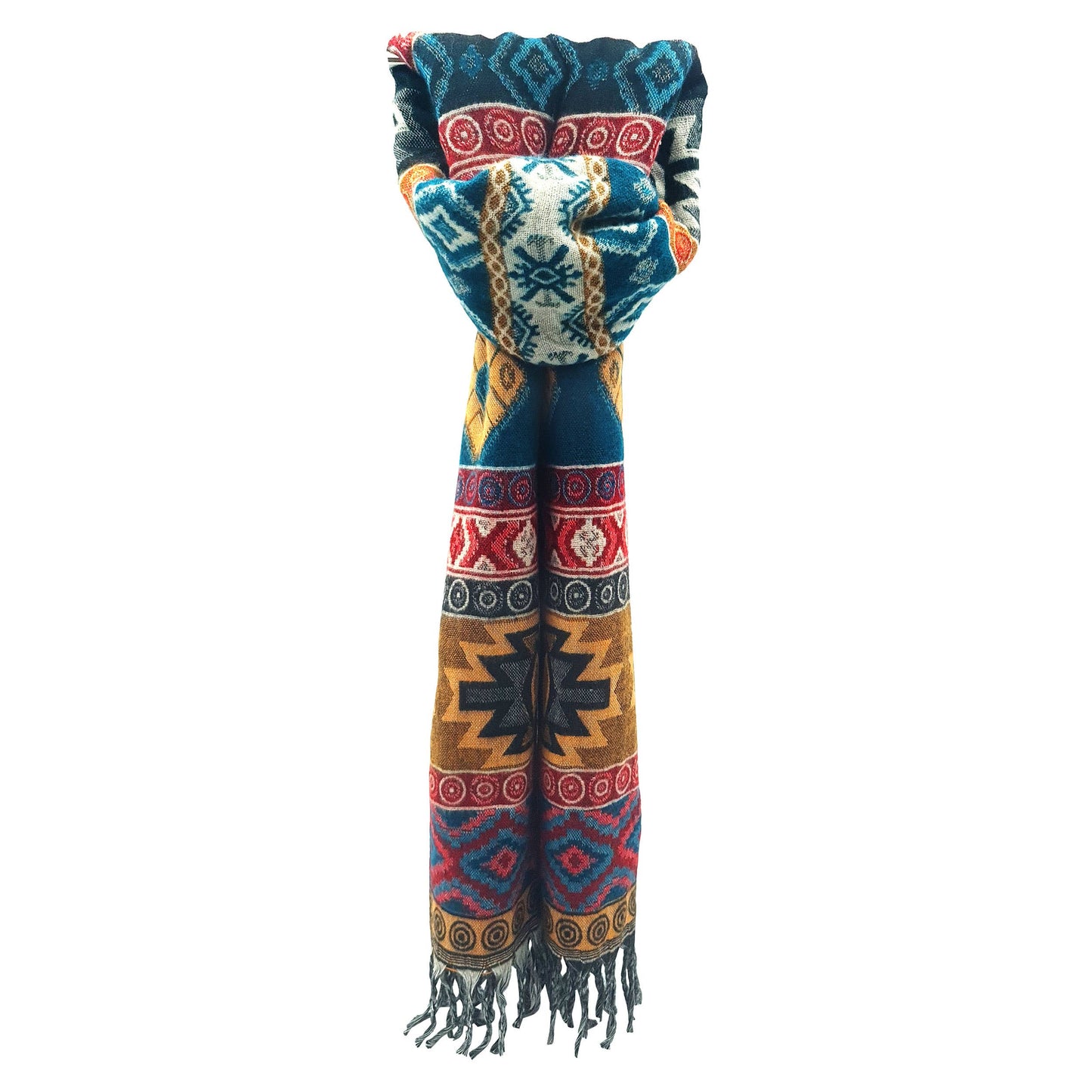 Sciarpa scialle etnica XXL invernale multicolore