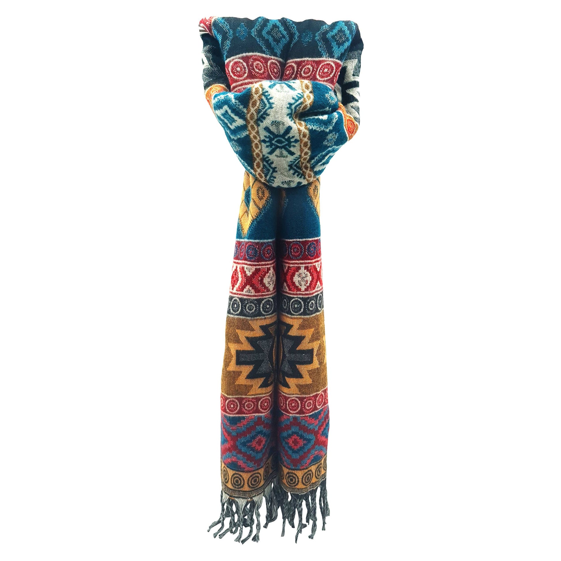 Sciarpa scialle etnica XXL invernale multicolore