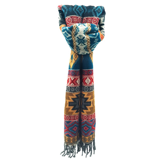 Sciarpa scialle etnica XXL invernale multicolore
