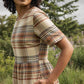 Abito midi Perry a quadri color latte