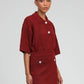 Maglione Norea color lampone con collo polo