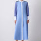 Abito camicia lungo color block in misto cotone