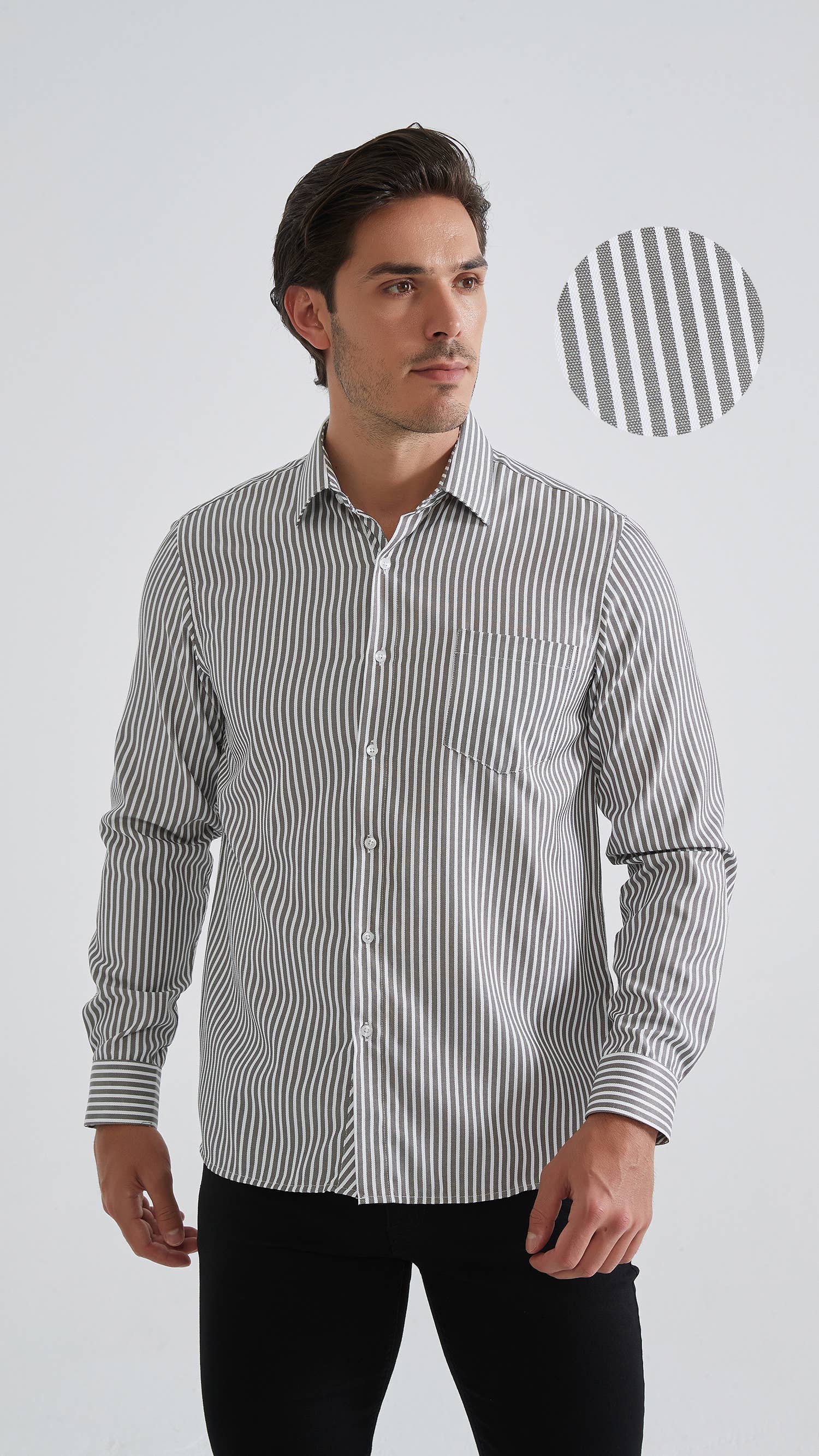 Camicia a righe comfort nera da uomo