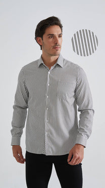 Camicia a righe comfort nera da uomo
