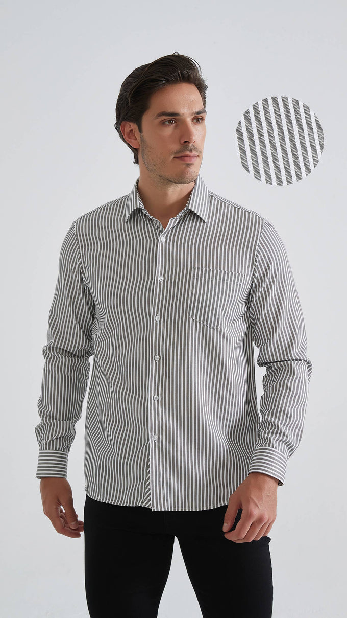 Camicia a righe comfort nera da uomo