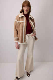 Camicia in suede con dettagli in peluche