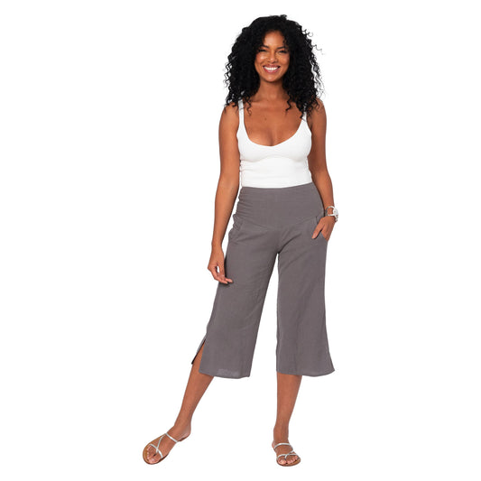 Pantaloni culotte estivi in cotone e lino