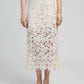Gonna midi in pizzo floreale a vita alta