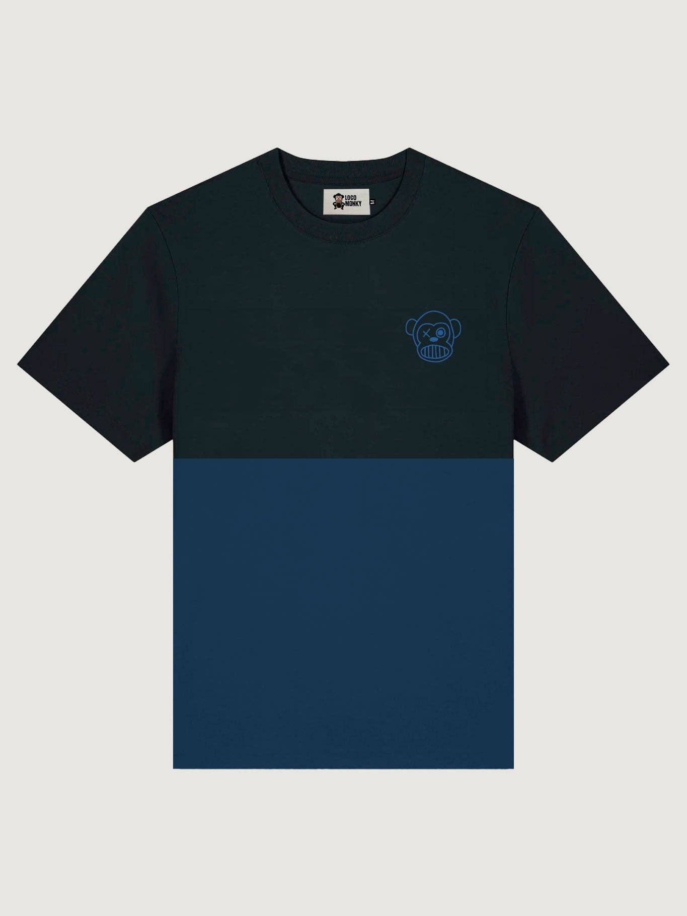 T-shirt bicolor Puro Loco con logo blu scuro e nero